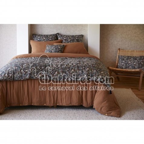 Bout de lit 90 x 200 cm – Double Gaze de Coton Imprimée – Capucine Minuit