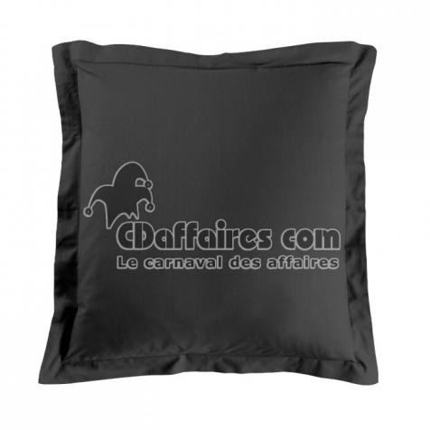 Taie d&rsquo;oreiller 63 x 63 cm coton 57 fils Lina Noir &ndash; Volant plat avec point bourdon
