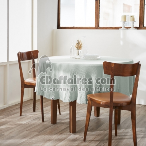 Nappe ronde 180 cm &ndash; Double gaze de coton &ndash; Ga&iuml;a Vert d&rsquo;Eau