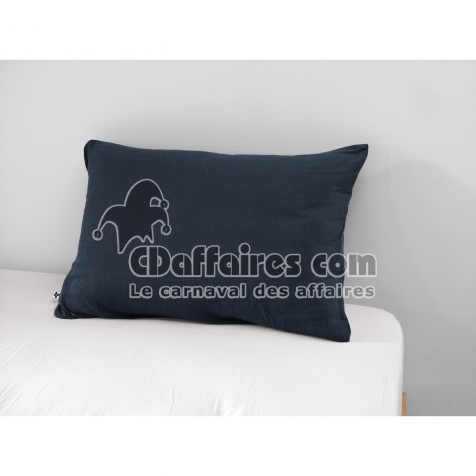 Taie d&rsquo;Oreiller 50 x 70 cm &ndash; Double Gaze de Coton &ndash; Ga&iuml;a Minuit
