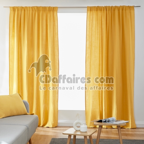 Lot de 2 Rideaux Galon Fronceur double Gaze de coton &ndash; Safran &ndash; 140 x 240 cm