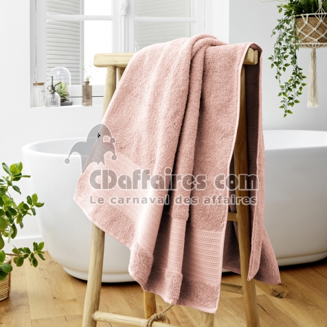 Drap de Bain 90 x 150 cm &ndash; Coton &Eacute;pais 600 g/m&sup2; &ndash; &Eacute;ponge Unie &ndash; Garance Rose poudr&eacute;