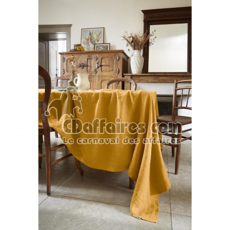Nappe Rectangle 170 x 250 cm &ndash; Lin Lav&eacute; Fran&ccedil;ais Luxe Soline &ndash; Miel