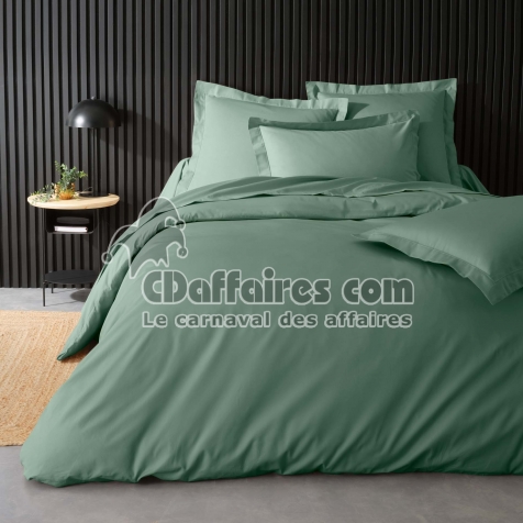 Housse de couette 2 personnes 240 x 220 cm &ndash; Percale de coton 78 fils &ndash; Tilleul