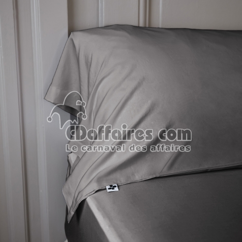 Taie de Traversin 85 x 185 cm &ndash; Satin de Bambou &ndash; Salom&eacute; Granit