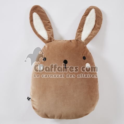 Coussin d&eacute;houssable 40 x 45 cm &ndash; Velours de coton &ndash; Pompon