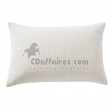 Taie d&rsquo;oreiller 50 x 70 cm &ndash; Gaze de coton tiss&eacute;e teinte VICKIE Pampa