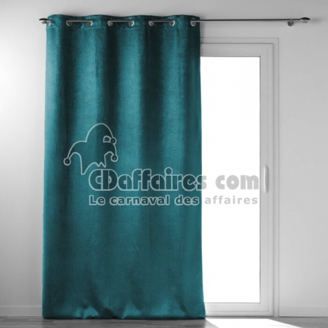 Rideau &agrave; &oelig;illets 135 x 240 cm &ndash; Occultant velours frapp&eacute; Anth&eacute;a P&eacute;trole