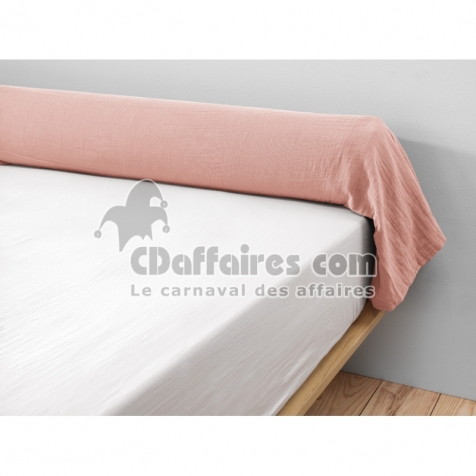 Taie de traversin gaze de coton Ga&iuml;a &ndash; 85 x 185 cm - Rose p&ecirc;che
