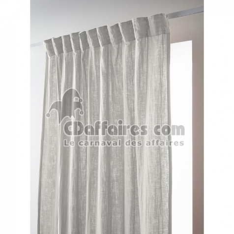 Rideau Galon Fronceur 140 x 240 cm &ndash; Double Gaze de Coton Ga&iuml;a Perle