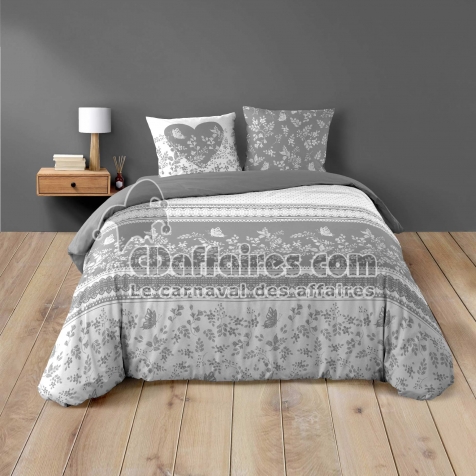 Housse de couette 200 x 200 cm + 2 taies &ndash; Coton 42 fils &ndash; Mod&egrave;le ANNIE