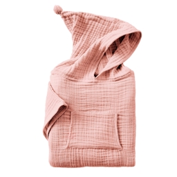 Poncho Enfant Mixte 6/10 Ans en Gaze de Coton – Coloris Rose pêche