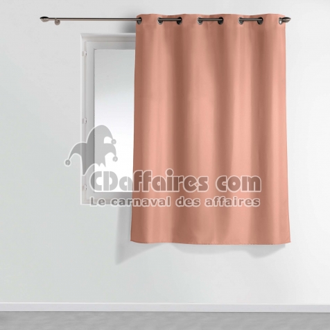 Rideau &agrave; &oelig;illets petite hauteur 140 x 180 cm &ndash; polyester uni essentiel &ndash; Blush