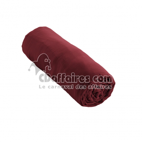 Drap-housse 180 x 200 cm &ndash; Double Gaze de Coton 125 g/m&sup2; &ndash; Ga&iuml;a Bordeaux