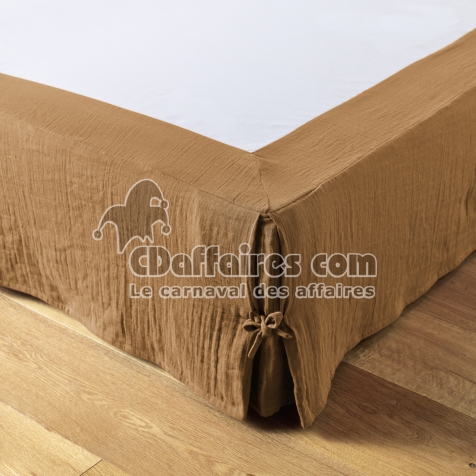 Cache-sommier 90 x 190 cm &ndash; Double Gaze de Coton 125 g/m&sup2; &ndash; Ga&iuml;a Camel