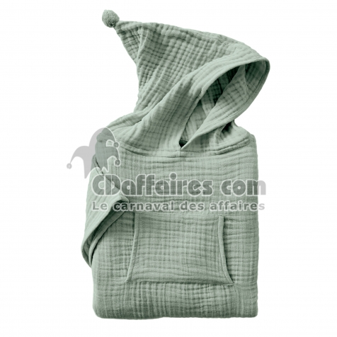 Poncho Enfant Mixte 2/5 Ans en Gaze de Coton – Coloris Eucalyptus