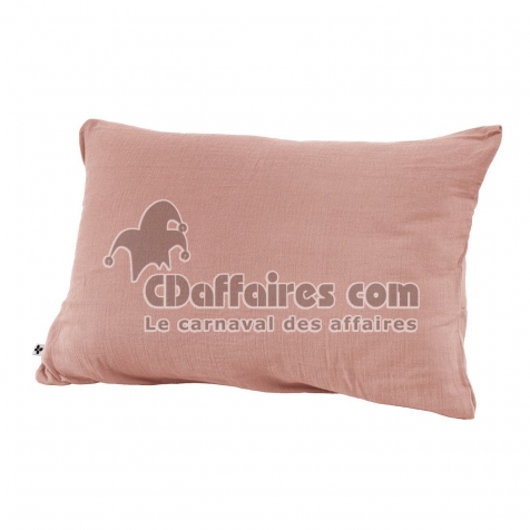 Taie d&rsquo;Oreiller 50 x 70 cm &ndash; Double Gaze de Coton &ndash; Ga&iuml;a Rose p&ecirc;che
