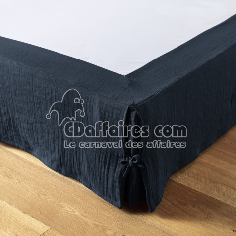 Cache-sommier 140 x 190 cm &ndash; Double Gaze de Coton 125 g/m&sup2; &ndash; Ga&iuml;a Minuit