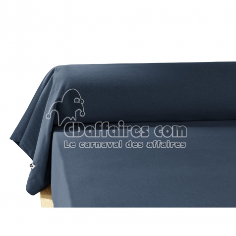 Taie de Traversin 85 x 185 cm &ndash; Flanelle Chaude &ndash; Candice Bleu Fonc&eacute;