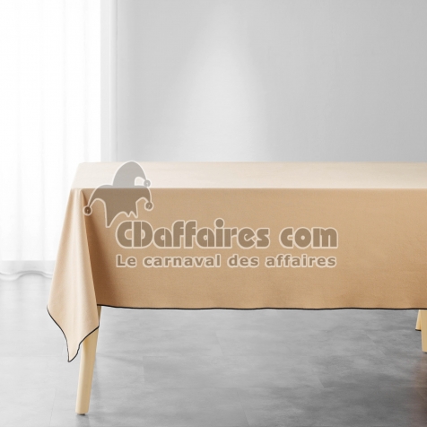 Nappe rectangle 140 x 240 cm &ndash; Coton uni Mistraline Beige