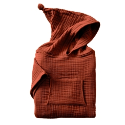 Poncho Enfant Mixte 2/5 Ans en Gaze de Coton – Coloris Terracotta