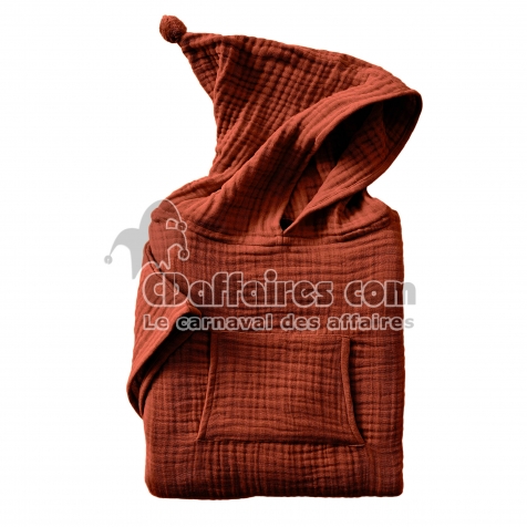 Poncho Enfant Mixte 2/5 Ans en Gaze de Coton – Coloris Terracotta