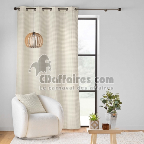Rideau tamisant en velours relief 140 x 260 cm &ndash; &OElig;illets &ndash; Mod&egrave;le SWINGY Naturel