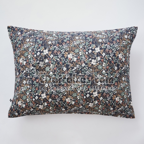 Taie d&rsquo;oreiller 50 x 70 cm &ndash; Gaze de Coton Imprim&eacute;e CAPUCINE Minuit