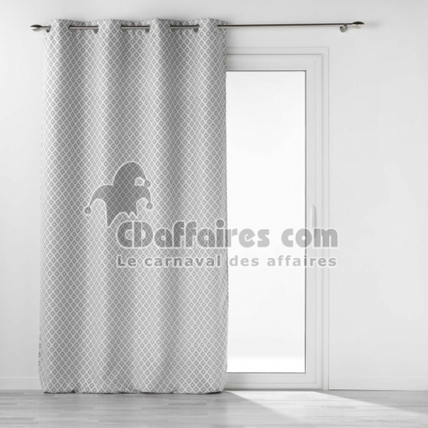 Rideau &agrave; &OElig;illets 140 x 260 cm &ndash; Jacquard Chenille &agrave; Motifs &ndash; Mariella Gris