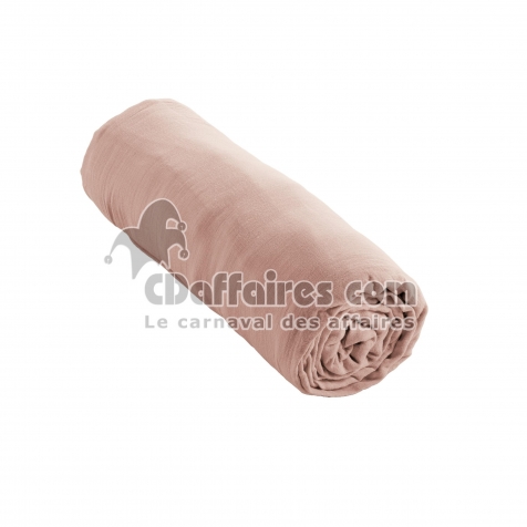 Drap Housse Double Gaze de Coton Rose – 200 x 200 cm – Bonnet 30 cm