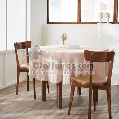 Nappe ronde 180 cm &ndash; Double gaze de coton &ndash; Ga&iuml;a Guimauve