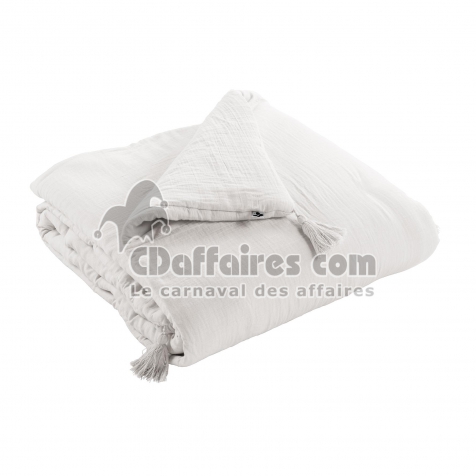 Bout de Lit 90 x 200 cm &ndash; Double Gaze de Coton &ndash; Blanc
