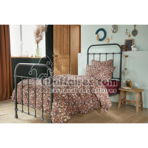 Housse de couette 140 x 200 cm &ndash; Double Gaze de Coton Imprim&eacute;e &ndash; Capucine Camel