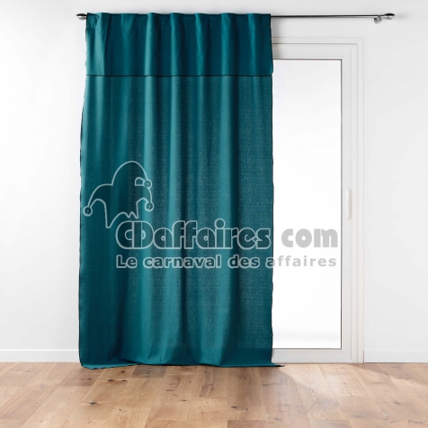 Rideau &agrave; passants cache-volants en coton &ndash; 140 x 240 cm &ndash; Mistraline Bleu canard