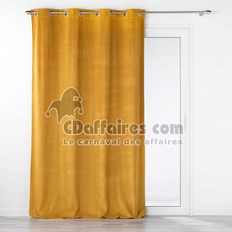 Rideau tamisant &agrave; &oelig;illets 140 x 260 cm &ndash; Velours relief Velouriane Jaune Ocre
