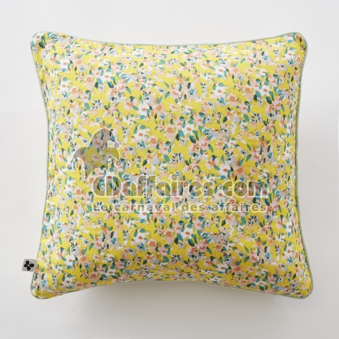 Coussin D&eacute;houssable avec Passepoil 45 x 45 cm &ndash; Gaze de Coton Imprim&eacute;e Manond&eacute;houssable avec passepoil 45 x 45 cm gaze de coton imprim&eacute;e manon