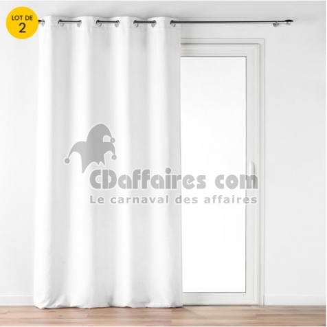 Lot de 2 Rideaux &agrave; &oelig;illets 140 x 260 cm &ndash; Velours &agrave; relief Verra Blanc