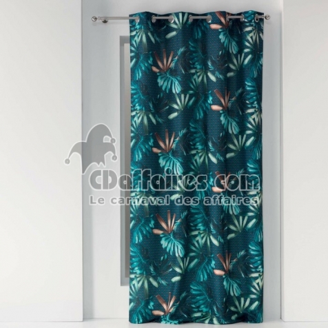 Rideau &agrave; &oelig;illets 140 x 260 cm &ndash; Polyester imprim&eacute; Blue Garden