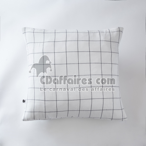 Taie d&rsquo;Oreiller 60 x 60 cm &ndash; Gaze de Coton Tiss&eacute;e &ndash; Ga&iuml;a Match Blanc