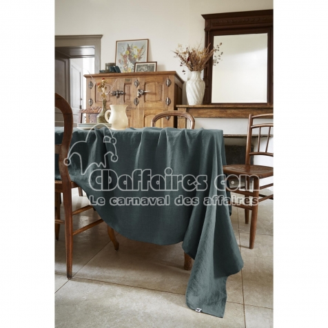 Nappe Rectangle 170 x 350 cm &ndash; Lin Lav&eacute; Fran&ccedil;ais Luxe Soline - Ardoise