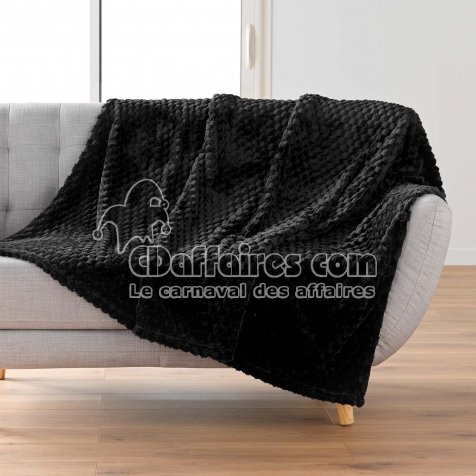 Plaid 125 x 150 cm &ndash; Flanelle Relief Unie Mini Frosty Noir
