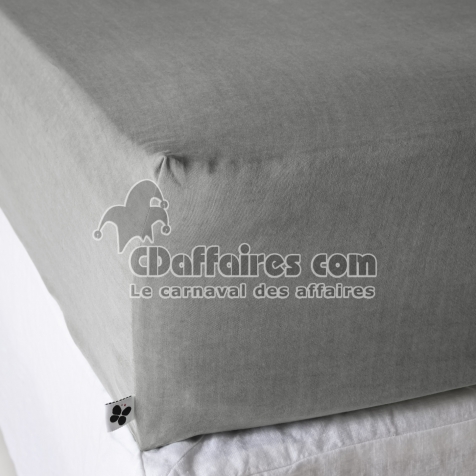 Drap-housse 180 x 200 cm &ndash; Lyocell uni Gris &ndash; LYSANDRE &ndash; Bonnet 30 cm