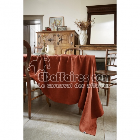Nappe Rectangle 170 x 250 cm &ndash; Lin Lav&eacute; Fran&ccedil;ais Luxe Soline &ndash; Paprika