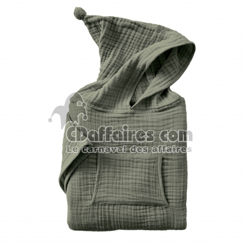 Poncho Enfant Mixte 2/5 Ans en Gaze de Coton &ndash; Coloris Romarin