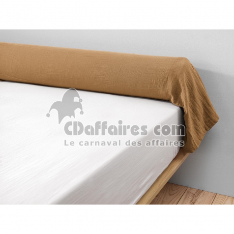 Taie de traversin gaze de coton Ga&iuml;a &ndash; 85 x 185 cm - Camel