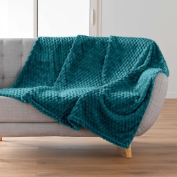 Plaid 125 x 150 cm – Flanelle Relief Unie Mini Frosty Bleu