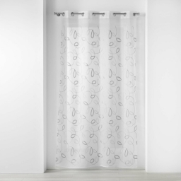 Voilage à œillets 140 x 240 cm – Voile sablé brodé Hoops – Gris