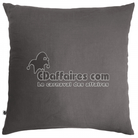 Taie d&rsquo;Oreiller 60 x 60 cm &ndash; Double Gaze de Coton &ndash; Ga&iuml;a Granit