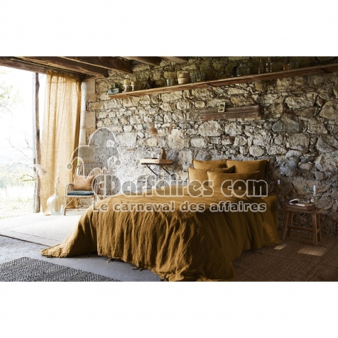 Housse de Couette 240 x 220 cm – Lin Lavé Français Luxe Soline – Caramel