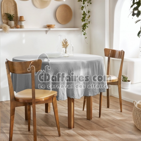 Nappe ronde 180 cm &ndash; Double gaze de coton &ndash; Ga&iuml;a Nuage